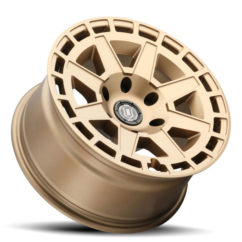 Load image into Gallery viewer, ICON Compass 17x8.5 5x5 -6mm Offset 4.5in BS Satin Brass Wheel

