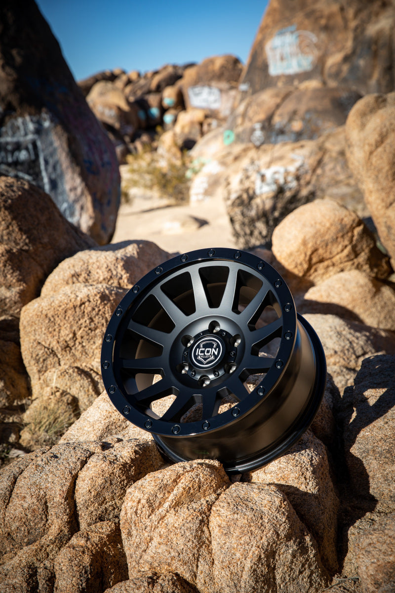 Load image into Gallery viewer, ICON Compression 18x9 5x150 25mm Offset 6in BS 110.1mm Bore Double Black Wheel
