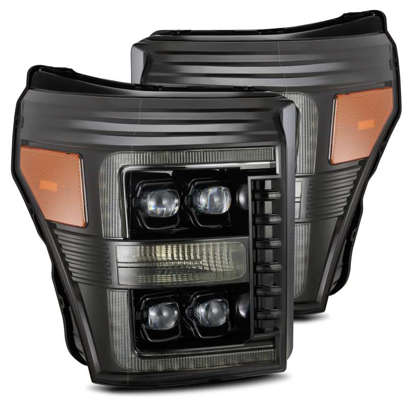 Load image into Gallery viewer, AlphaRex 11-16 Ford F-350 SD NOVA LED Proj Headlights Plank Style Alpha Blk w/Activ Light/Seq Signal
