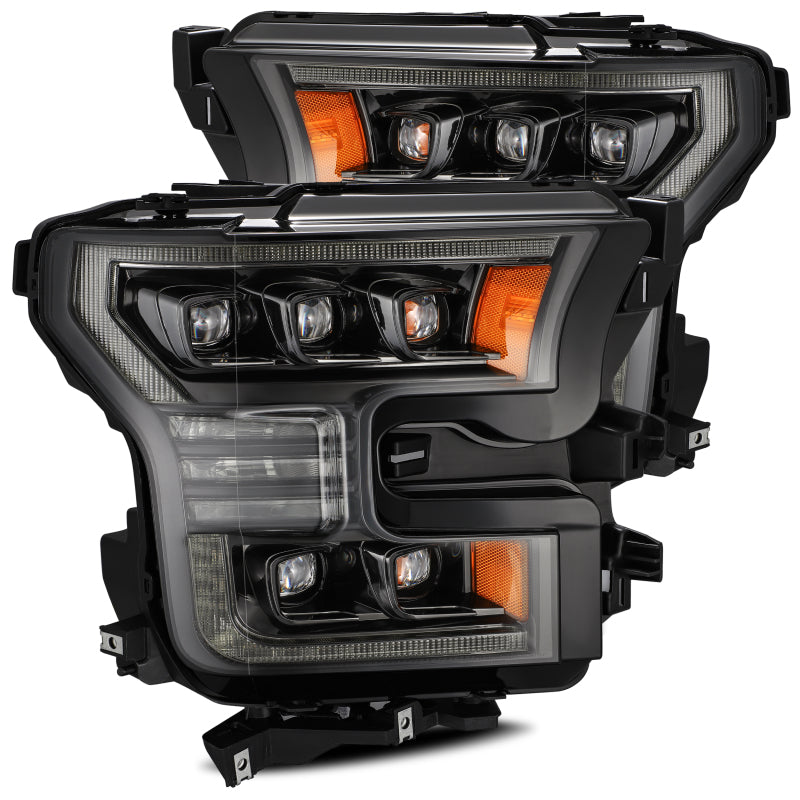 Load image into Gallery viewer, AlphaRex 17-20 Ford Raptor NOVA LED Proj Headlights Plank Style Alpha Black w/Activ Light/Seq Signal
