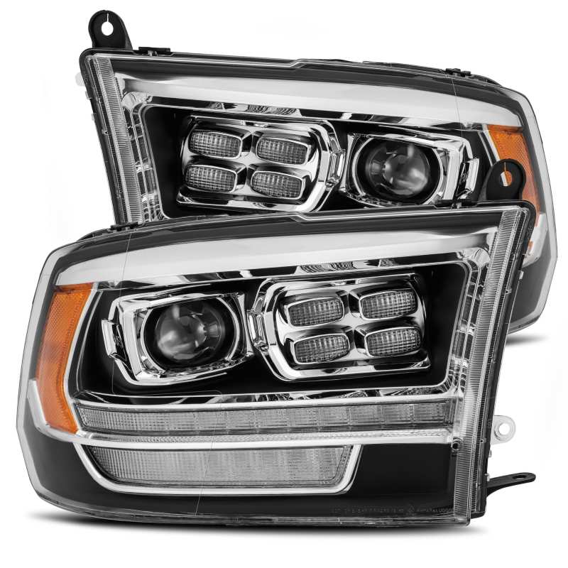 Load image into Gallery viewer, AlphaRex 09-18 Dodge Ram 1500HD PRO-Series Proj Headlight Plnk Style Blk w/Chrm Acc w/Seq Signal/DRL
