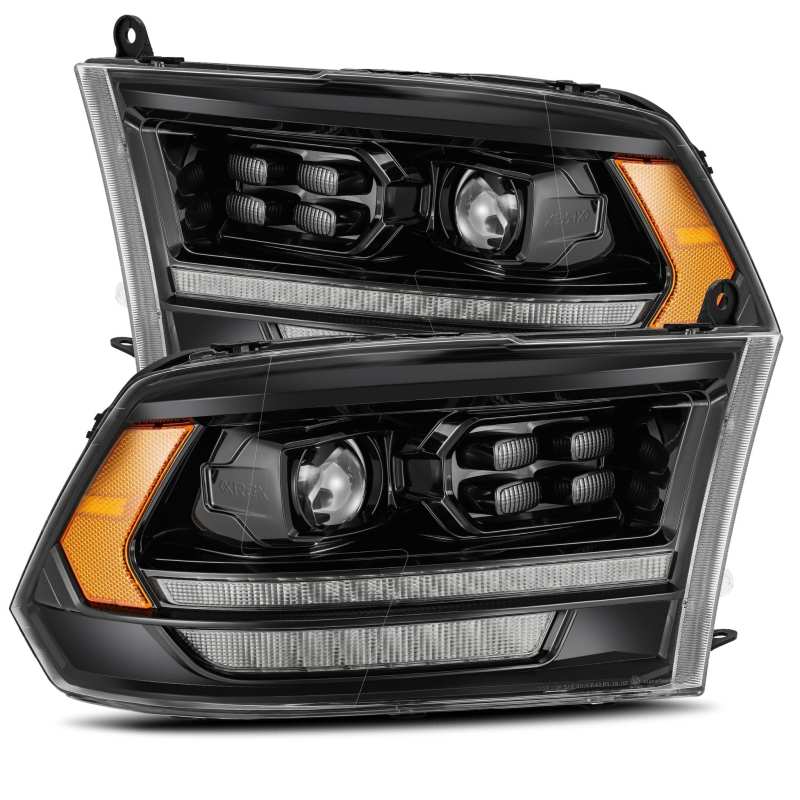 Load image into Gallery viewer, AlphaRex 09-18 Dodge Ram 2500HD LUXX LED Proj Headlights Plank Style Black w/Seq Signal/Smoked DRL
