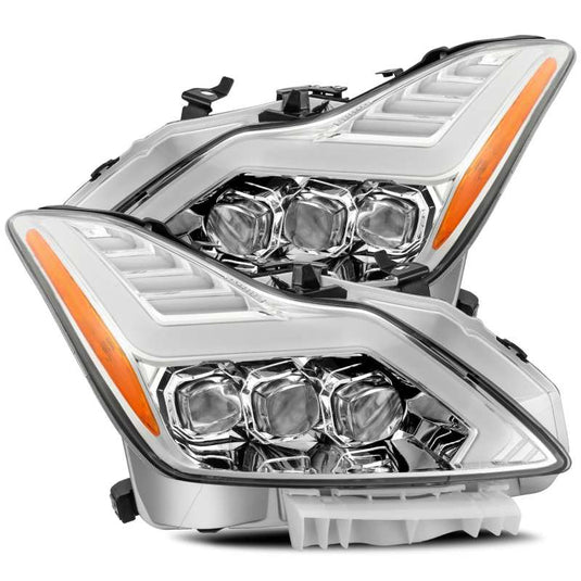 AlphaRex 08-13 Infiniti G37 NOVA LED Projector Headlights Plank Style Design Chrome