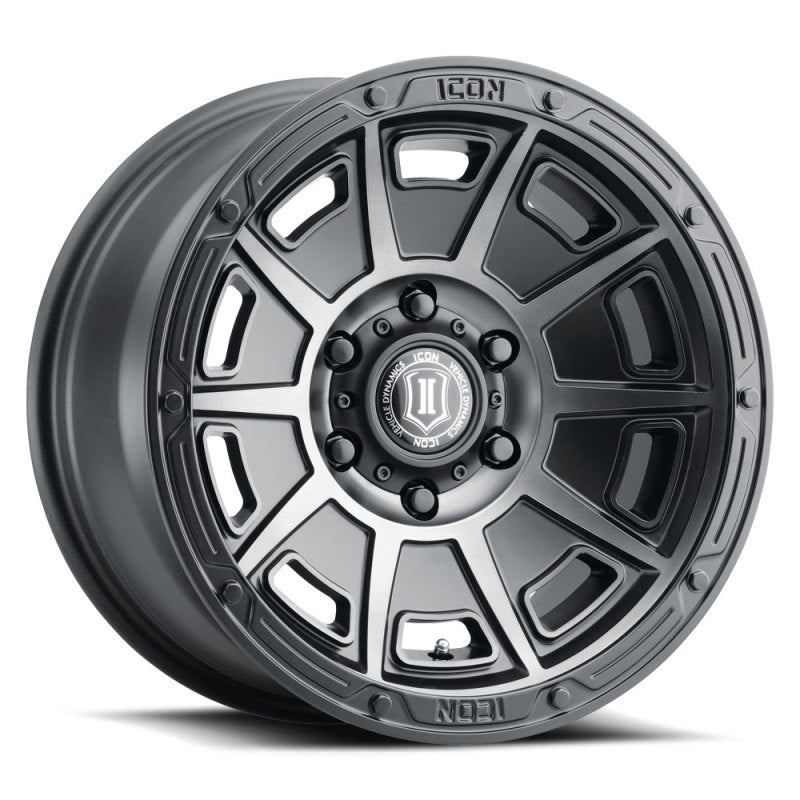 Load image into Gallery viewer, ICON Victory 17x8.5 6x120 0mm Offset 4.75in BS Smoked Satin Black Tint Wheel
