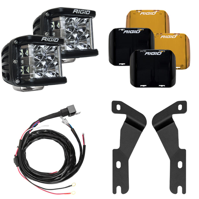 Rigid Industries | 2016-2022 Toyota Tacoma A-Pillar Light Mount Kit With D-SS Flood / Black / Amber Covers