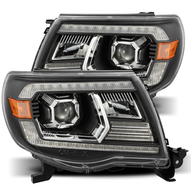 Load image into Gallery viewer, AlphaRex 05-11 Toyota Tacoma PRO-Series Projector Headlights Plank Style Design Black w/DRL
