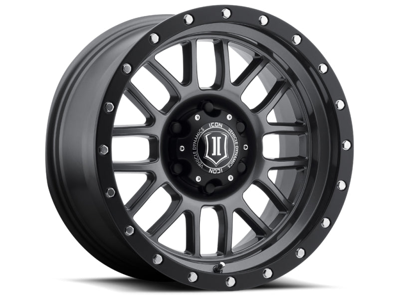 Load image into Gallery viewer, ICON Alpha 17x8.5 6x135 6mm Offset 5in BS 87.1mm Bore Gun Metal Wheel
