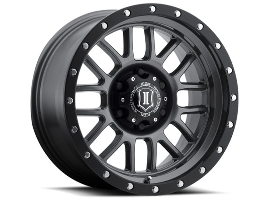 ICON Alpha 17x8.5 6x135 6mm Offset 5in BS 87.1mm Bore Gun Metal Wheel