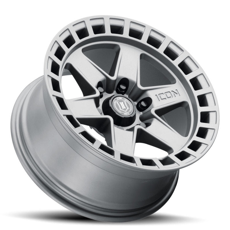 Load image into Gallery viewer, ICON Raider 17x8.5 6x120 0mm Offset 4.75in BS Titanium Wheel
