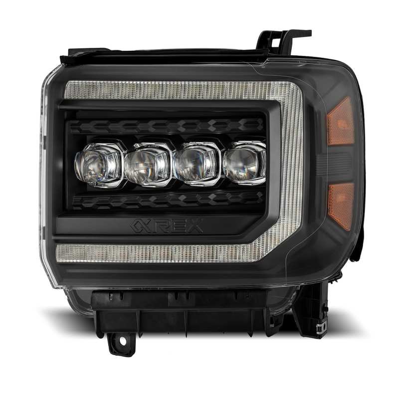 Load image into Gallery viewer, AlphaRex 14-18 GMC Sierra NOVA LED Proj Headlights Plank Style Black w/Activ Light/Seq Signal/DRL
