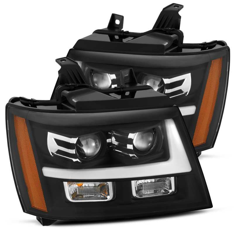 Load image into Gallery viewer, AlphaRex 07-14 Chevy Tahoe PRO-Series Projector Headlights Plank Style Matte Blk w/Activation Light
